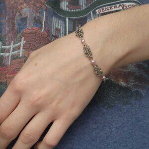 Medieval dainty light pink and silver mini bracelet